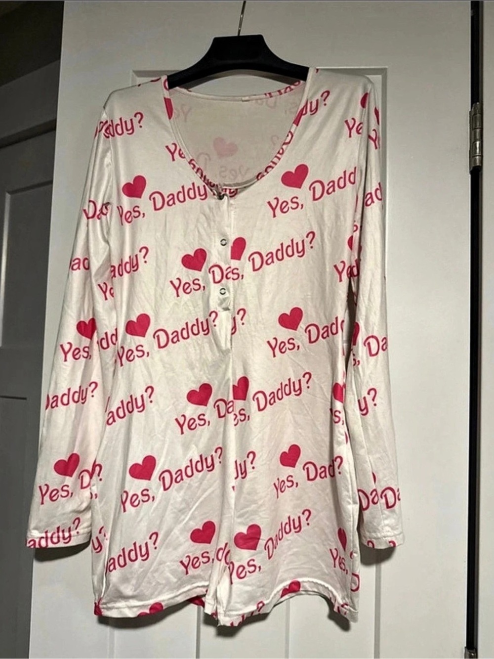 Pink & White โYes Daddyโ Print Pajama Romper Size 8